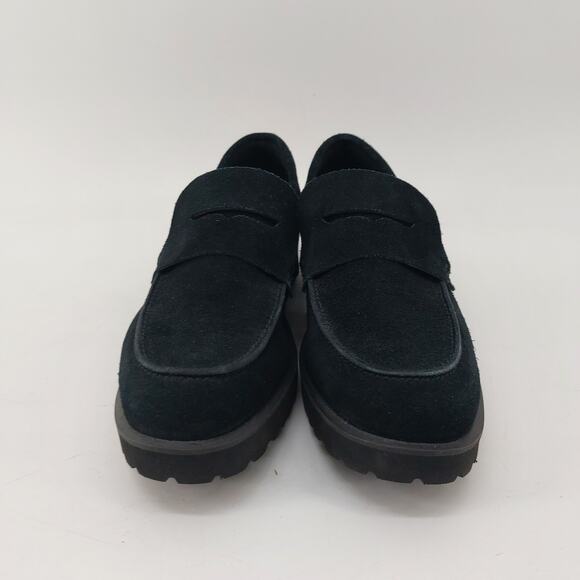 Cole Haan Newburg Size 7.5 Platform Penny Loafer Black Suede Preppy Career - Picture 9 of 9
